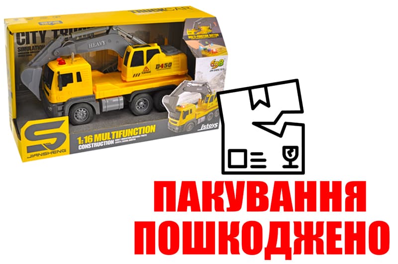 OUTLET Вантажівка з краном інерційна, озвучена, зі світлом, в коробці JS103 р.33*13,5*17,5см