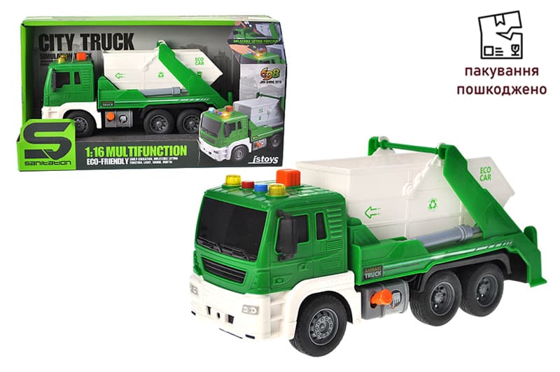 OUTLET Машина комунальна інерційна, озвучена, зі світлом, в коробці JS107 р.33*13,5*17,5см