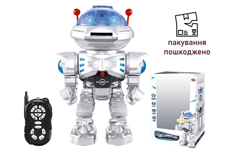 OUTLET Робот PLAY SMART 9894 на радіокеруванні, інтерактивний, стріляє дисками, коробка р.32*15,5*21,5 см