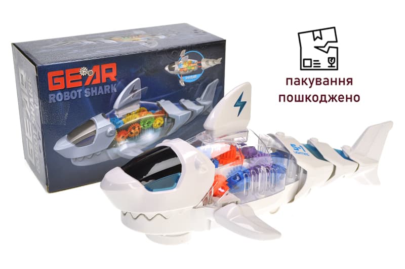 OUTLET Акула музична на батарейках, зі світлом, в коробці S-1 р.20*9*13см
