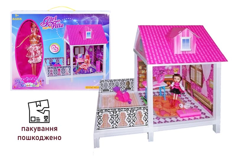 OUTLET  Будинок з лялькою в коробці 66887A р.13,7*35,7*43см.