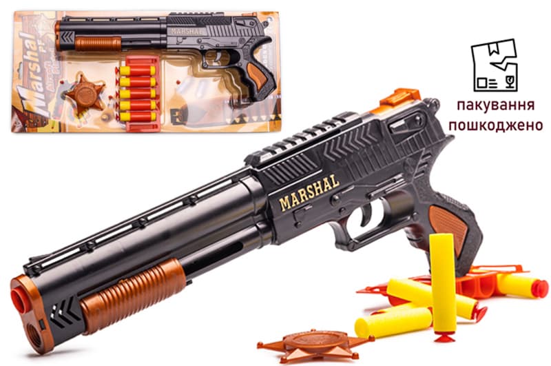 OUTLET Пістолет  Маршал  з поролоновими патронами на блістері 915 GoldenGun