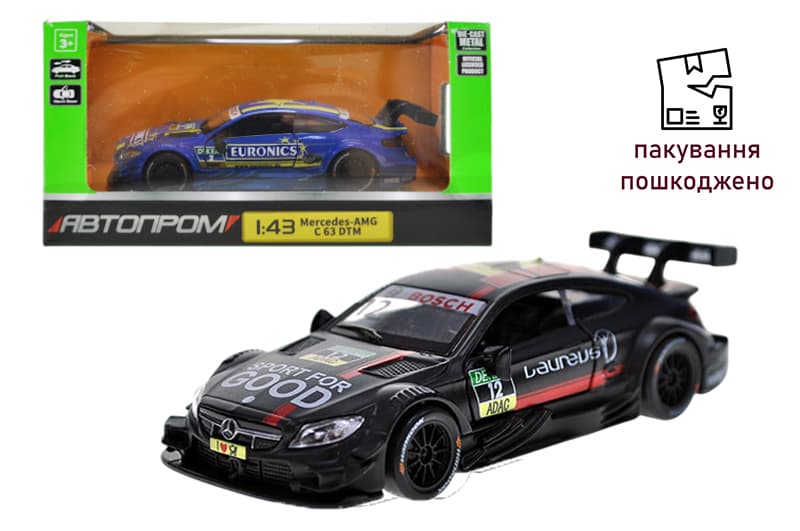 OUTLET Машина металева  Автопром , 4365/4366, 1:43 Mercedes-AMG C 63 DTM, 2 кольори, відкриваються двері, в