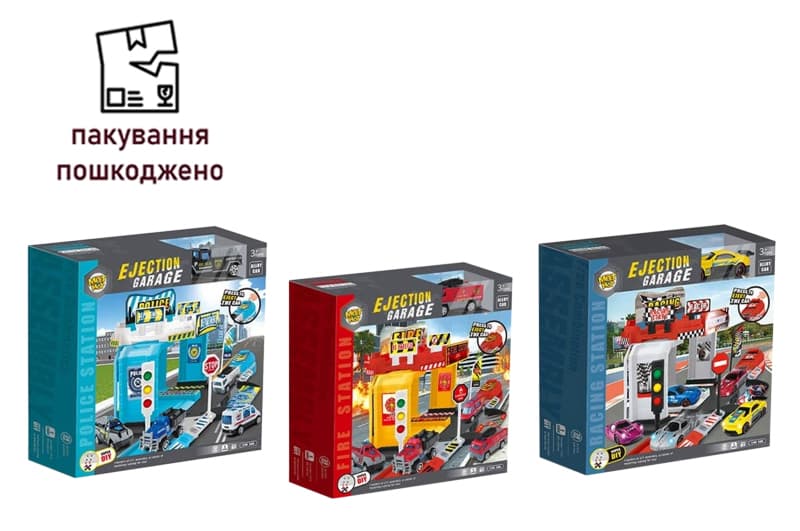 OUTLET Паркінг MH-097/098/099, на батарейках, 3 види, машинки в комплекті,в коробці р. 27,5*6,5*27см