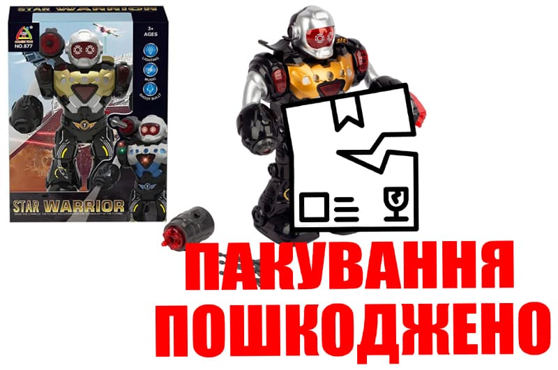 OUTLET Робот на батарейки 877 музика, світло, стріляє, проектор, 2 кольори, в коробці 27,8x12x21,5 см