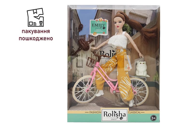 OUTLET Лялька Emily з велосипедом та аксесуарами, шарнірна QJ111D р.28.5*6.5*36см