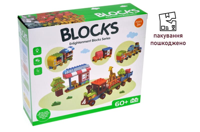 OUTLET Конструктор з великими деталями  Веселий потяг  60дет Y555-1 р.26*22*8см