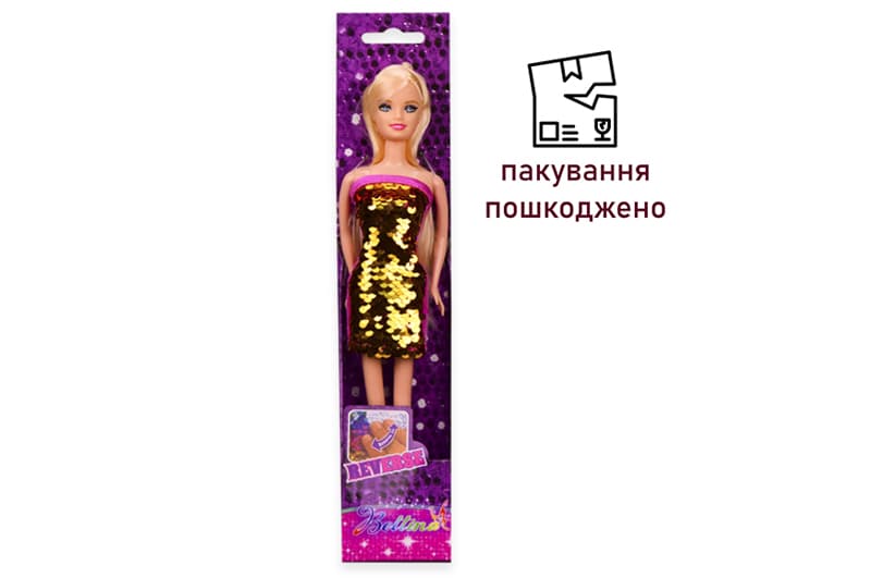 OUTLET 0 Лялька 68179/81 (144шт/2) сукня в паєтках, 2 кольори, в откр.кор. 7*4*34 см, розчин іграшки – 29 см