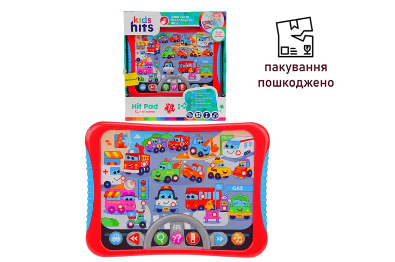 OUTLET 0 Планшет Kids Hits KH01/008  Супер авто  на батарейках, назви, звуки авто, правила дорожнього руху, г
