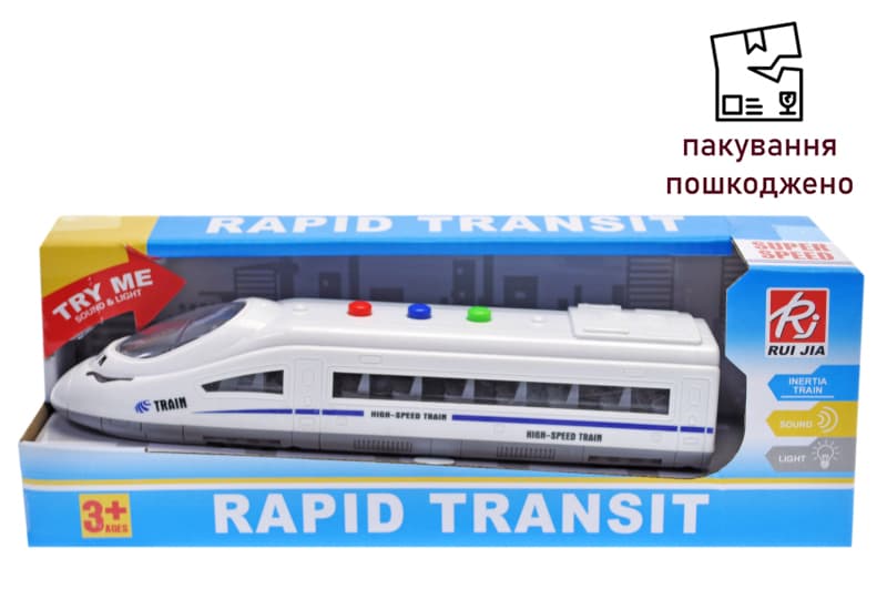 OUTLET 0 Електричка інерційна, озвучена, зі світлом, в коробці RJ051 р.27*7,5*10см