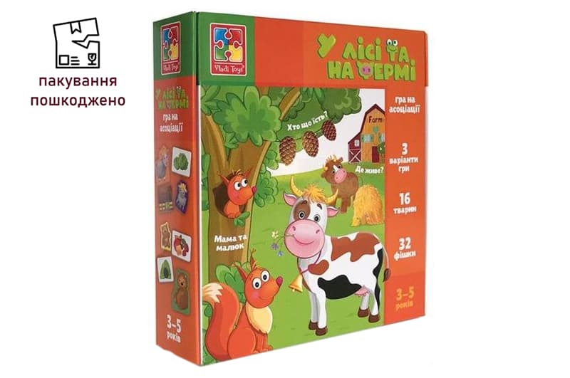 OUTLET 0 Настільна гра  Асоціації. У лісі та на фермі  VT1804-46 VladiToys