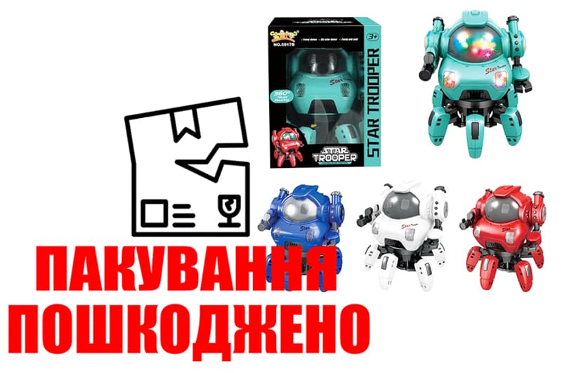 OUTLET Робот-павук 5917B 4 кольори,на батарейках, з музикою та світлом, в коробці р.18х13,2х14 см