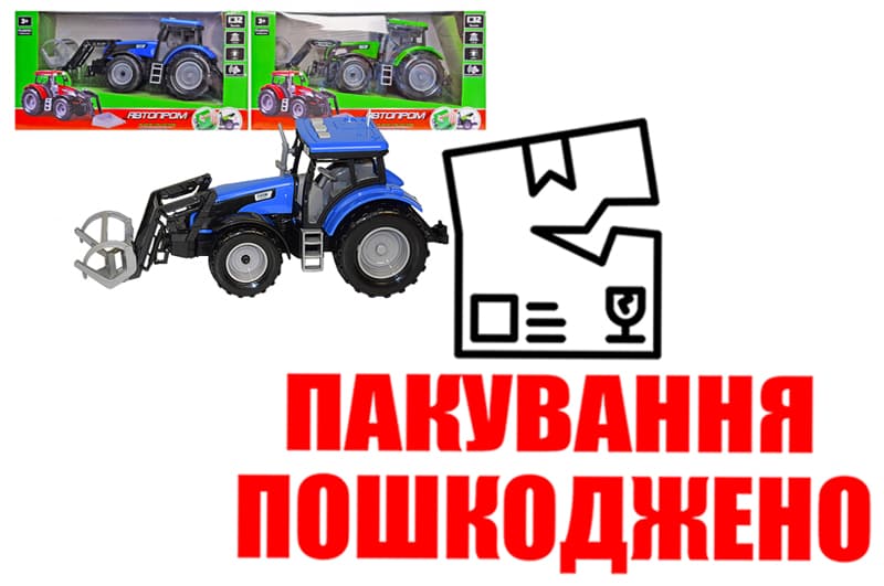OUTLET Трактор інерційний 7924AB АВТОПРОМ, 1:32, на батарейках: світло та звук, в коробці 29.5x11x15 см