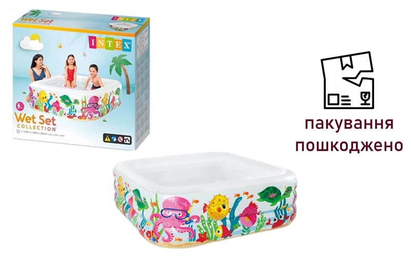 OUTLET Басейн INTEX  Акваріум  (рем. комплект, 3 секції) в коробці 57471 р.159*159*50см