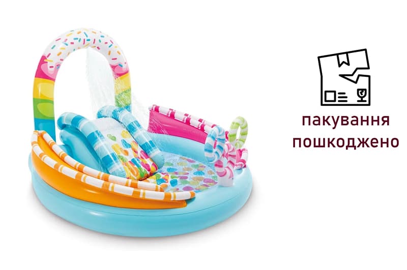 OUTLET Ігровий центр INTEX  Весела цукерка  з гіркою, фонтаном 57144  70*168*122 см
