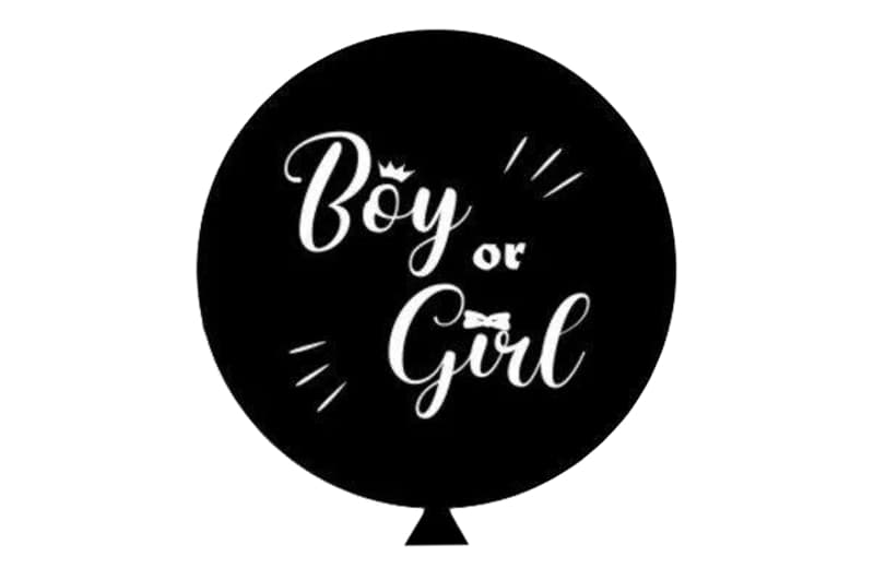 Гендерна повітряна кулька(чорна) з надписом "Boy or Girl" (білий) 1шт
