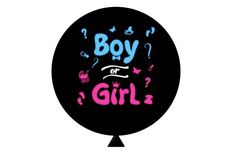 Гендерна повітряна кулька(чорна) з надписом "Boy or Girl" (кольоровий)