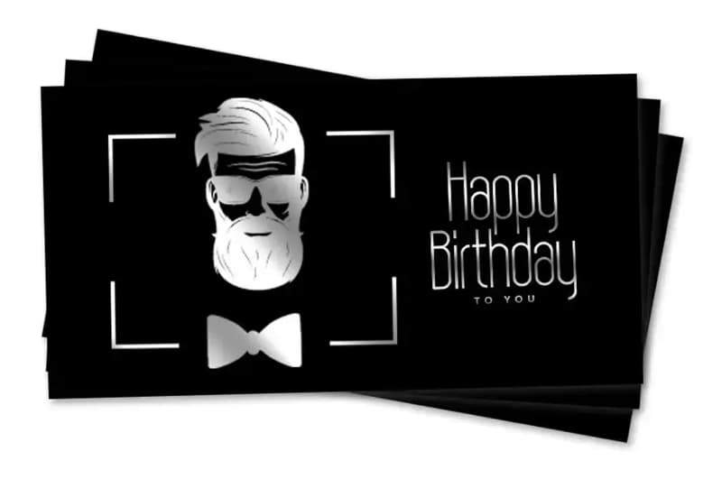Паперовий конверт на гроші чорний "Happy Birthday" срібне тиснення 1шт.
