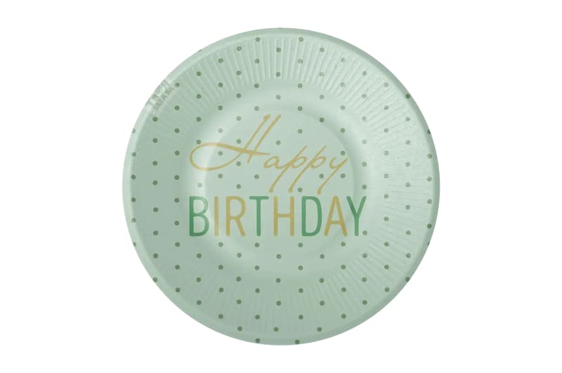 Паперові тарілки Твоя Забава "Happy Birthday" салатові 10шт. (18см.)