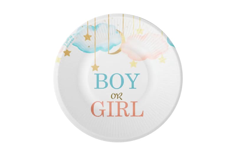 Паперові тарілки Твоя Забава "Boy or Girl" білі 10шт. (18см.)