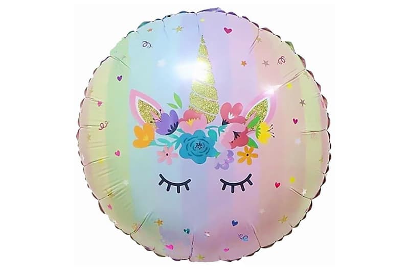 Фольгована кулька круг 01404 "Єдиноріг мі-мі" кольорова 18"(45см) 1шт.