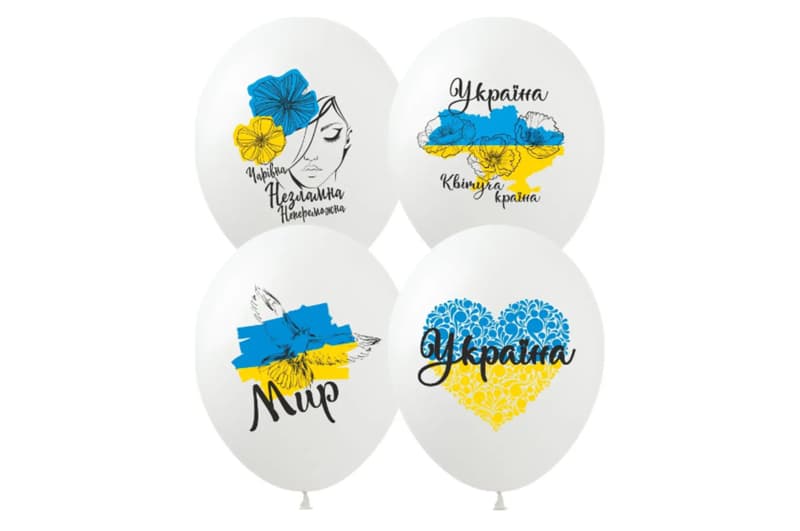 Латексні повітряні кульки 12" (30 см.) 12379 "Україна" асорті Show 100 шт.