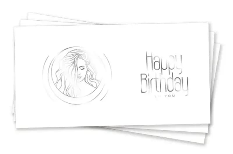 Паперовий конверт на гроші білий "Happy Birthday woman" срібне тиснення 1шт.