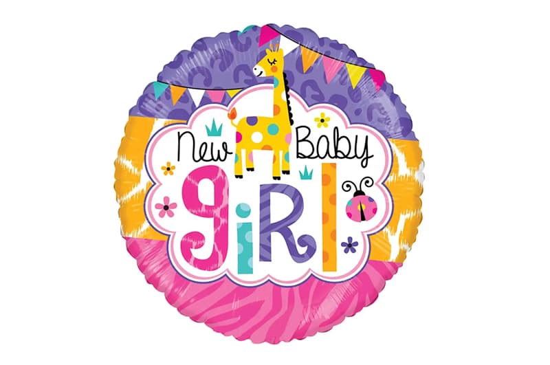 Фольгована кулька круг 01528 "New baby girl" рожева 18"(45см) 1шт.