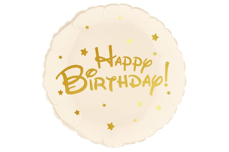 Фольгована кулька круг 20653 "Happy Birthday" кремовий 18"(45см) 1шт.