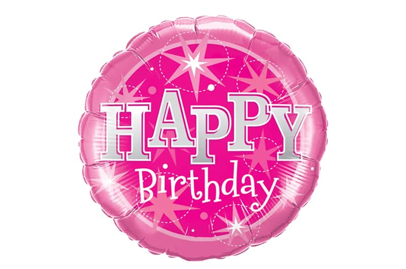 Фольгована кулька круг "Happy Birthday блиск" рожева 18"(45см) 1шт.