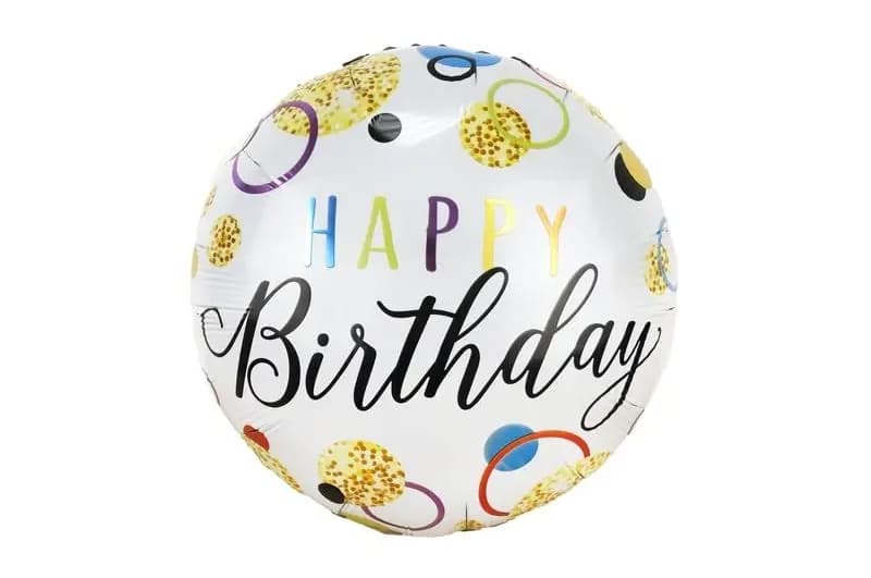 Фольгована кулька круг 01441 "Happy Birthday кола" кольорова 18"(45см) 1шт.