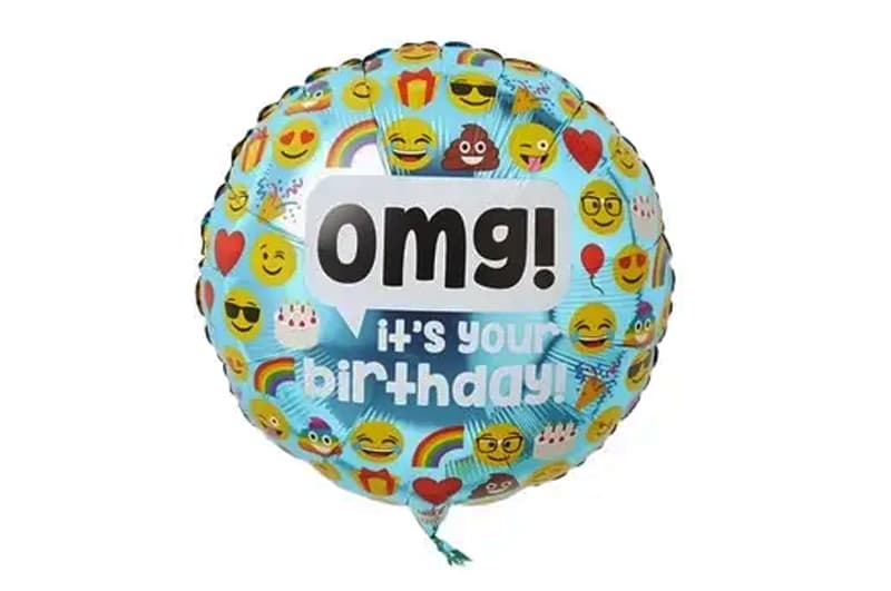Фольгована кулька круг 01354 "Happy Birthday OMG" кольорова 18"(45см) 1шт.