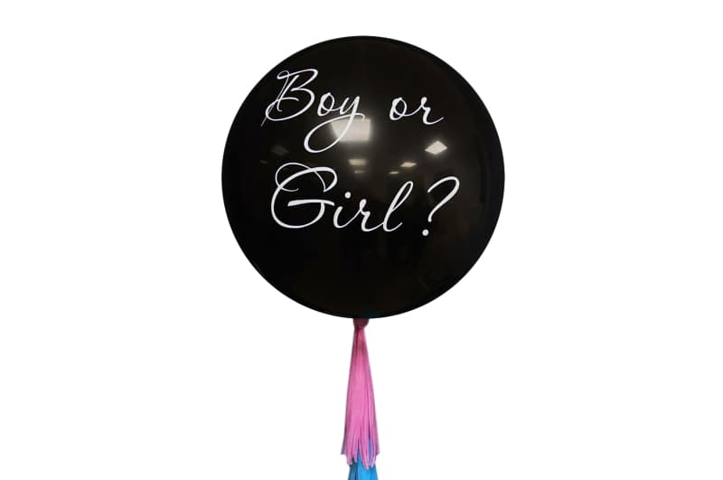 Чорна гендерна кулька з надписом 'Boy or Girl' (1 кл/2 ст, Balonevi) 24' ТМ 'Твоя Забава'
