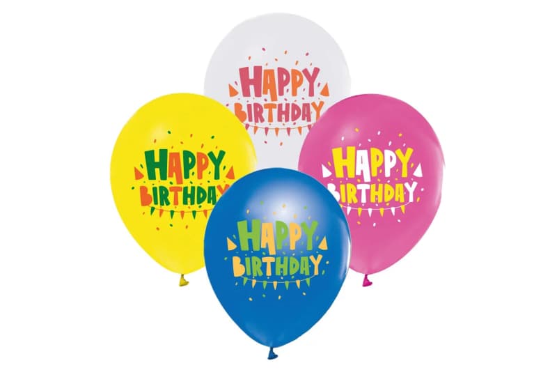 Повітряні кульки "Happy Birthday Mix" асорті ТМ "Твоя Забава" 50шт