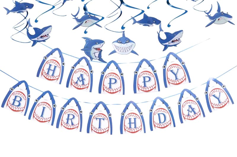 Гірлянда паперова  прапорці "Happy birthday акули", в уп (1 шт)