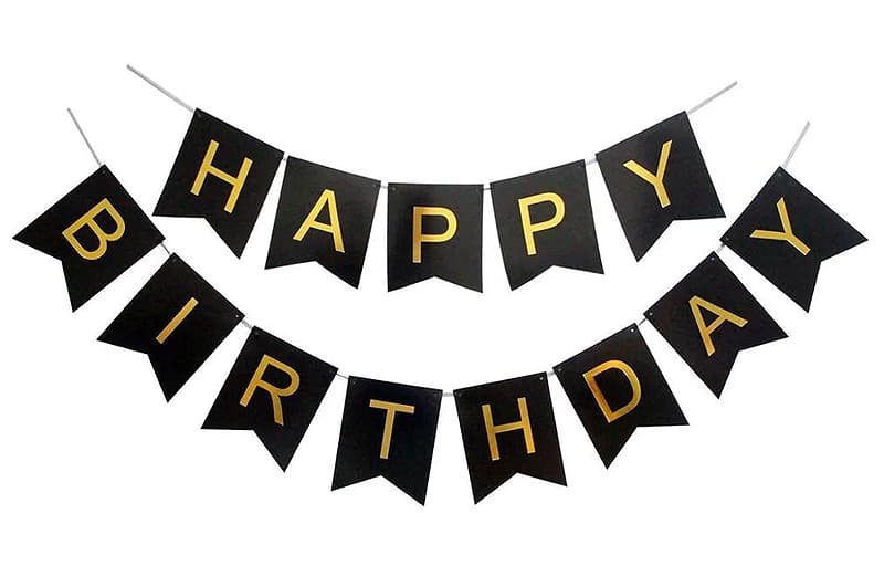 Паперова гірлянда Happy Birthday чорна