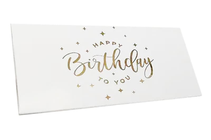 Паперовий конверт на гроші білий 'Happy Birthday' золоте тиснення