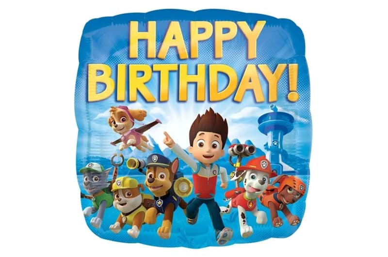 Фольгована кулька квадрат 01585 "Happy Birthday Щенячий патруль" кольорова Anagram 18"(45см)