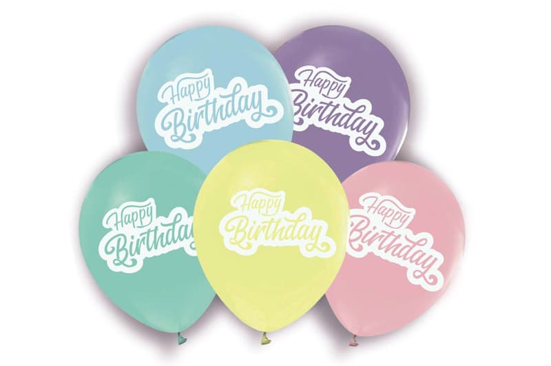 Латексні повітряні кульки 12" (30см.) "Happy Birthday" асорті макарун 11957 ТМ "Твоя Забава" 50шт.