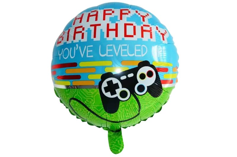 Фольгована кулька круг 01456 "Happy Birthday джойстик " кольорова 18"(45см) 1шт.