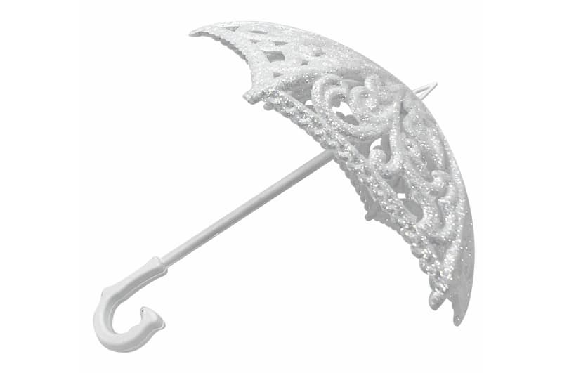 Новорічна іграшка Парасолька (білий) 10х10х7 см