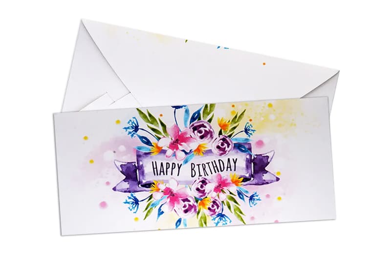 Паперовий конверт на гроші 17172 "Happy Birthday квіти" 1шт.