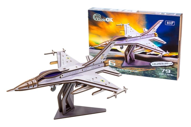 Дерев'яний 3D конструктор F16 79 дет. Арт-26913 р. 33*16 см PuzzleOK