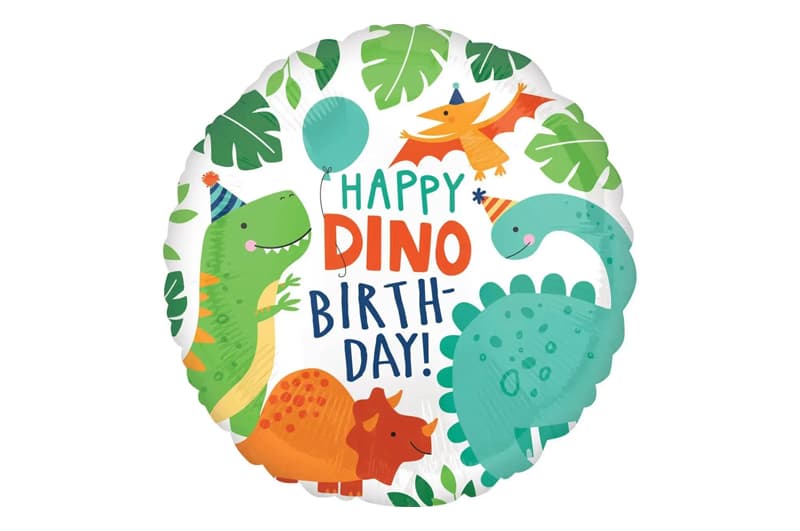 Фольгована кулька круг 01482 "Happy Dino Birthday " зелена 18"(45см) 1шт.