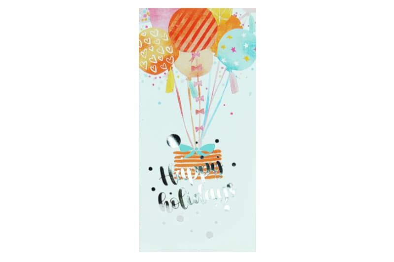 Паперовий конверт 16888 на гроші білий"Happy Birthday" кульки срібне тиснення  1шт.