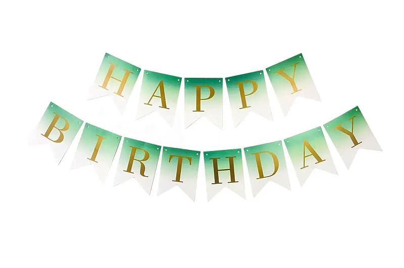 Гірлянда паперова прапорці "Happy birthday ", зелена, в уп (1 шт.)
