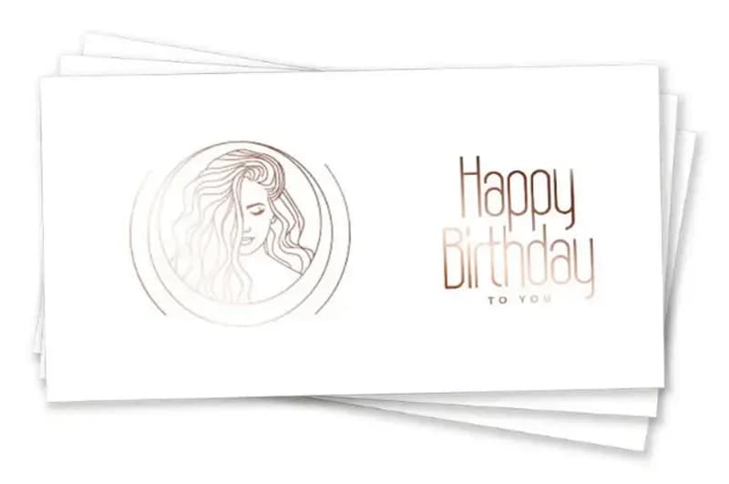 Паперовий конверт на гроші білий "Happy Birthday woman" рожеве золото тиснення 1шт.