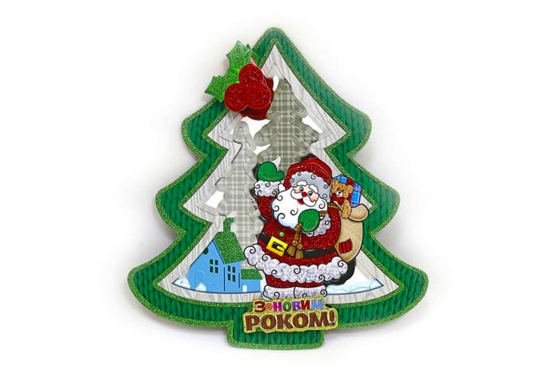 Плакат новорічн. "Ялинка/Дід Мороз" 38см, 9848