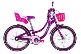 Велосипед 20" FORMULA FLOWER PREMIUM фіолетовий +багажник для ляльок, LED-ковпачок OPS-FRK-20-174-20