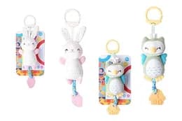 Брязкальце 7622B-37A/7622B-37B зайченя/сова підвіска м'яке з прорізувачем 2 види, планшет 22x11x4 см
